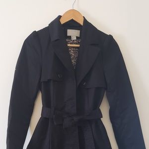 Black waist belt trench coat